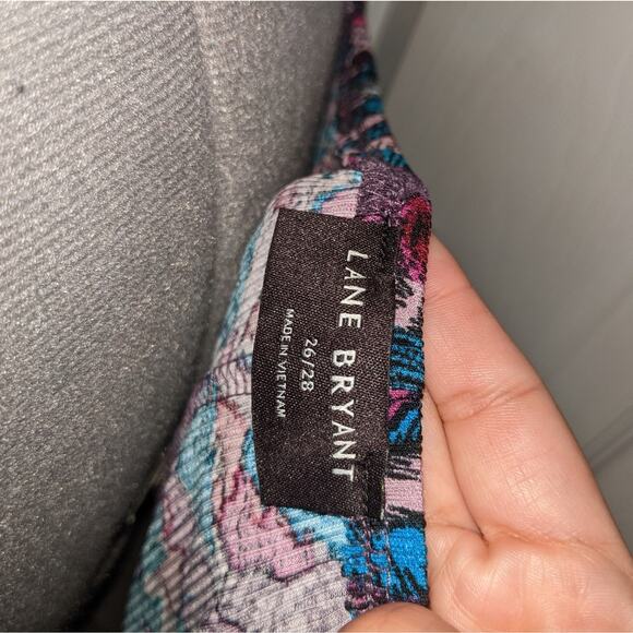 Lane Bryant Fantasy Floral 3/4 Sleeve Square Neck Tiered Fit & Flare Dress 26/28 - Picture 12 of 16